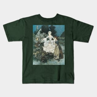 Vintage Fairy Tale, Cinderella with Her Fairy Godmother by Edmund Dulac Kids T-Shirt